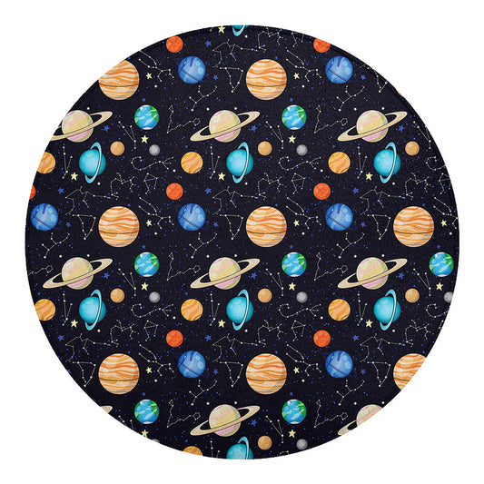 Constellations And Planets Pattern Print Round Blanket