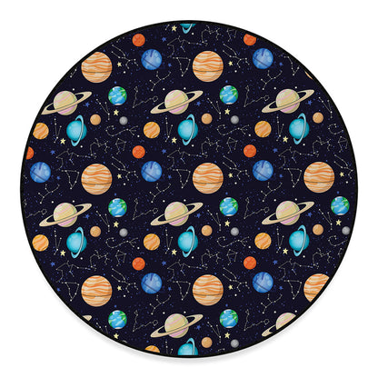 Constellations And Planets Pattern Print Round Floor Mat
