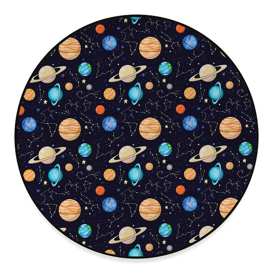 Constellations And Planets Pattern Print Round Floor Mat