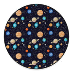 Constellations And Planets Pattern Print Round Floor Mat