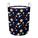 Constellations And Planets Pattern Print Round Laundry Basket