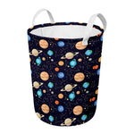 Constellations And Planets Pattern Print Round Laundry Basket
