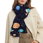 Constellations And Planets Pattern Print Scarf