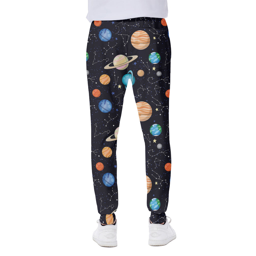 Constellations And Planets Pattern Print Scuba Joggers