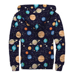 Constellations And Planets Pattern Print Sherpa Lined Zip Up Hoodie
