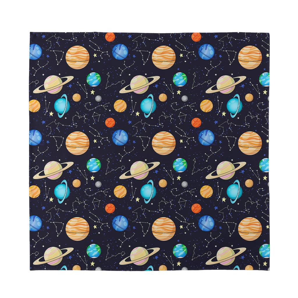Constellations And Planets Pattern Print Silk Bandana