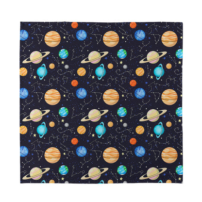 Constellations And Planets Pattern Print Silk Bandana