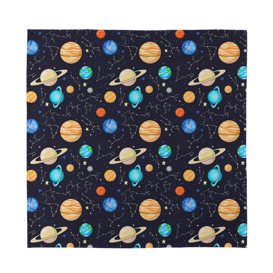 Constellations And Planets Pattern Print Silk Bandana