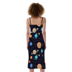 Constellations And Planets Pattern Print Slim Fit Midi Cami Dress