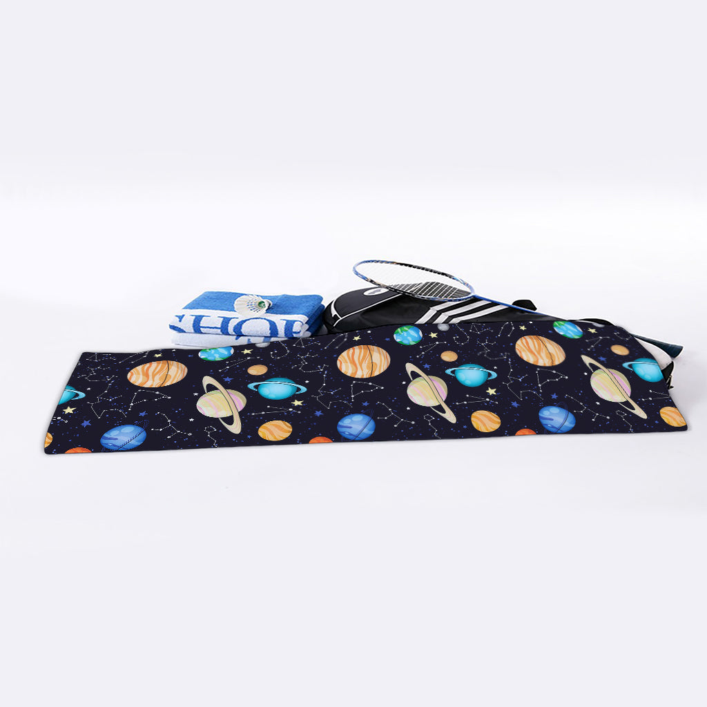 Constellations And Planets Pattern Print Sports Towel
