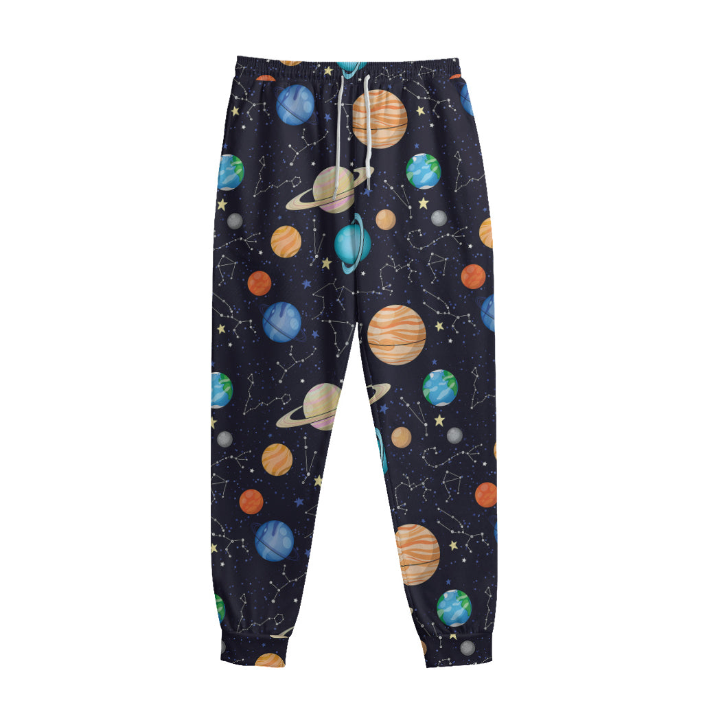 Constellations And Planets Pattern Print Sweatpants