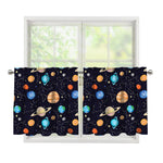 Constellations And Planets Pattern Print Tier Curtains