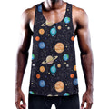 Constellations And Planets Pattern Print Men's Workout Tank Top