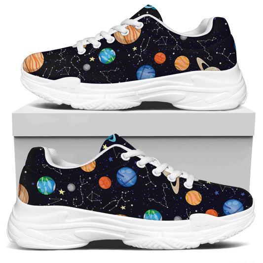Constellations And Planets Pattern Print White Chunky Shoes