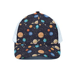 Constellations And Planets Pattern Print White Mesh Trucker Cap