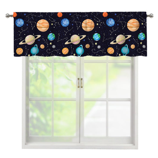 Constellations And Planets Pattern Print Window Valance