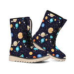 Constellations And Planets Pattern Print Winter Boots
