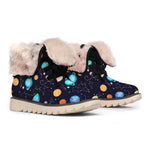 Constellations And Planets Pattern Print Winter Boots