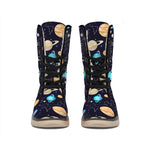 Constellations And Planets Pattern Print Winter Boots