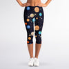 Constellations And Planets Pattern Print Women's Capri Leggings