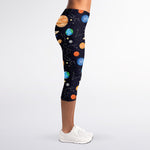 Constellations And Planets Pattern Print Women's Capri Leggings
