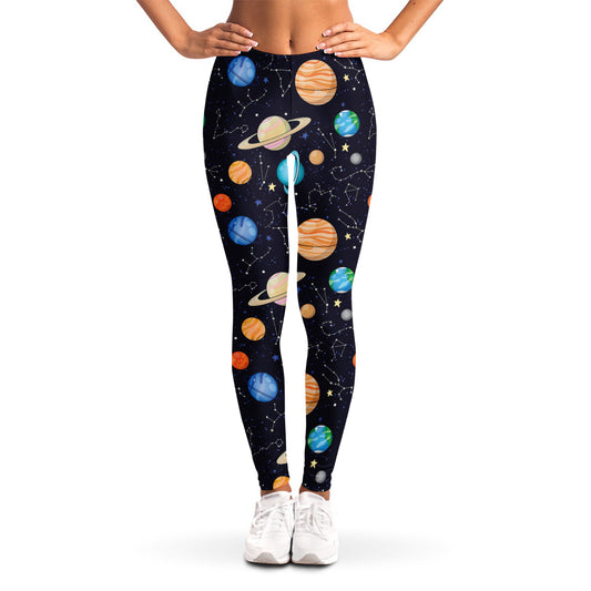 Constellations And Planets Pattern Print Women's Leggings