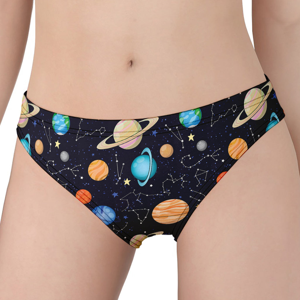 Constellations And Planets Pattern Print Women's Panties