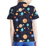 Constellations And Planets Pattern Print Women's Polo Shirt