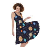 Constellations And Planets Pattern Print Women's Sleeveless Dress