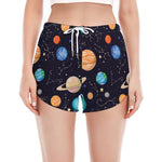Constellations And Planets Pattern Print Women's Split Running Shorts
