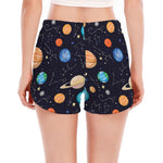 Constellations And Planets Pattern Print Women's Split Running Shorts