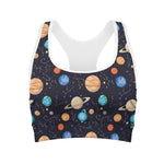 Constellations And Planets Pattern Print Women's Sports Bra