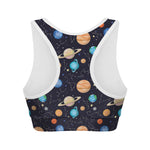 Constellations And Planets Pattern Print Women's Sports Bra