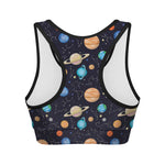 Constellations And Planets Pattern Print Women's Sports Bra