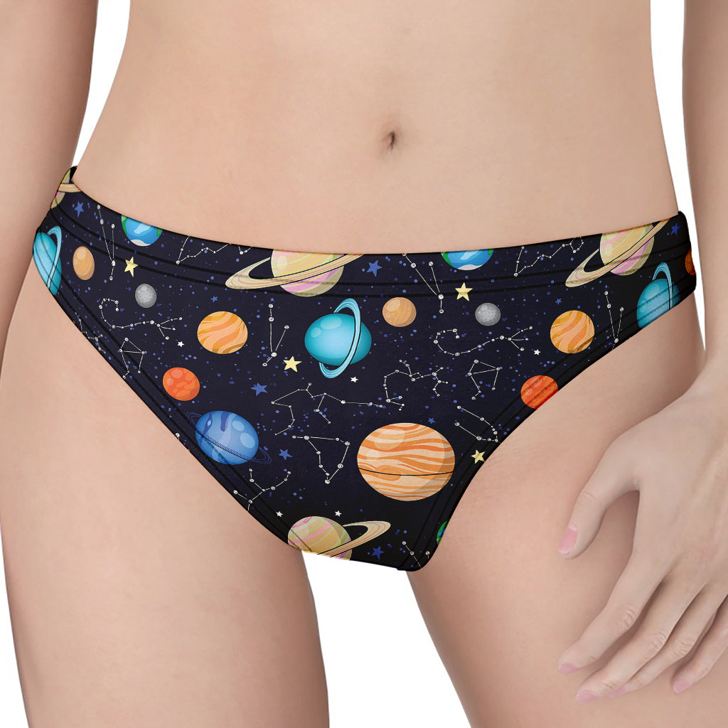 Constellations And Planets Pattern Print Women's Thong