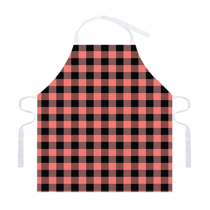 Coral Pink And Black Buffalo Check Print Adjustable Apron