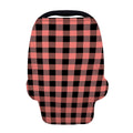 Coral Pink And Black Buffalo Check Print Baby Seat Cover