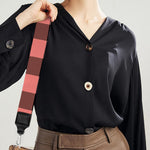 Coral Pink And Black Buffalo Check Print Bag Strap