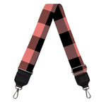 Coral Pink And Black Buffalo Check Print Bag Strap