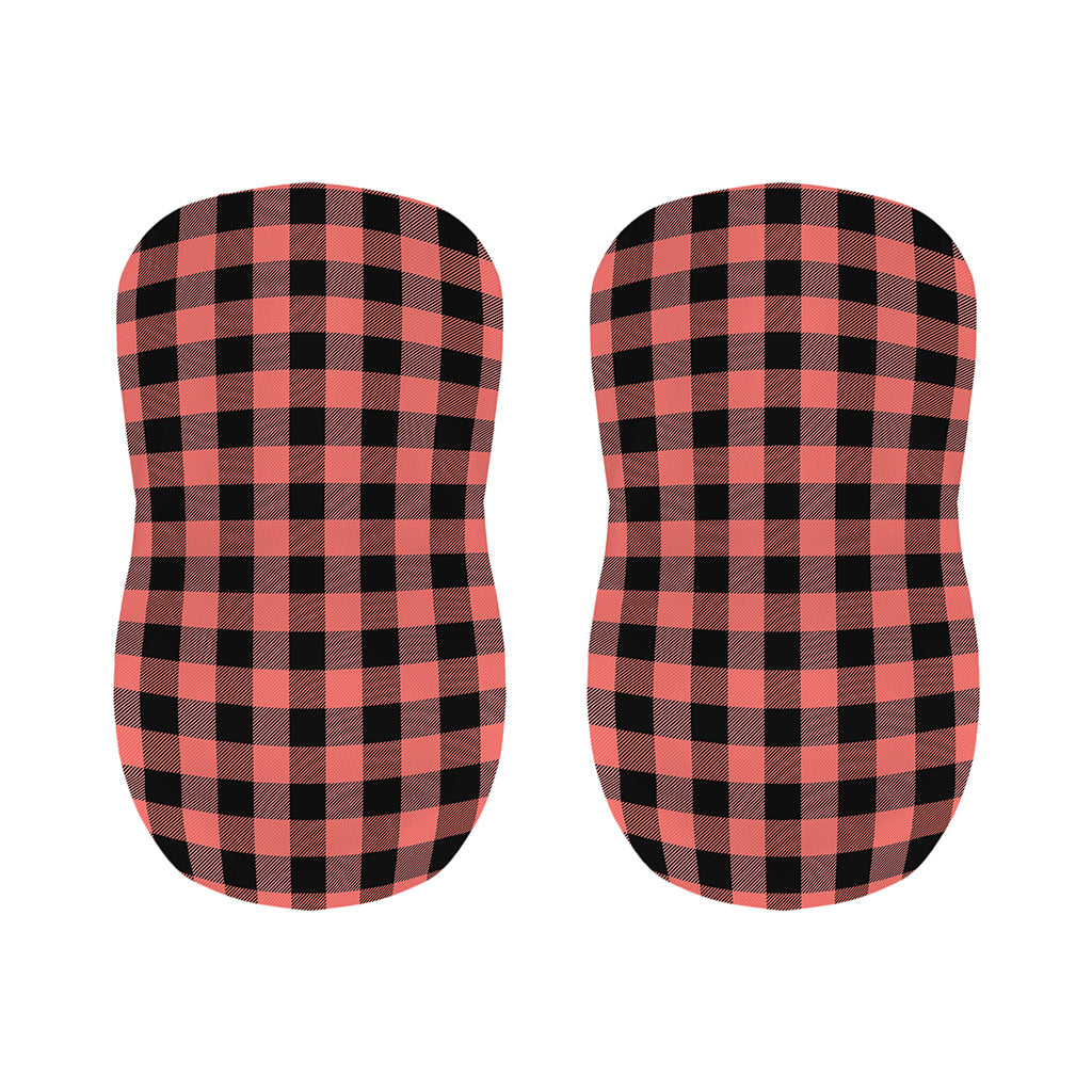Coral Pink And Black Buffalo Check Print Bar Stool Covers