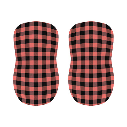 Coral Pink And Black Buffalo Check Print Bar Stool Covers