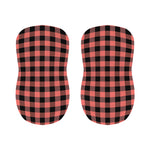 Coral Pink And Black Buffalo Check Print Bar Stool Covers