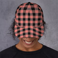 Coral Pink And Black Buffalo Check Print Baseball Cap