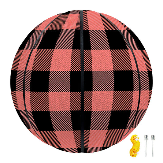 Coral Pink And Black Buffalo Check Print Basketball