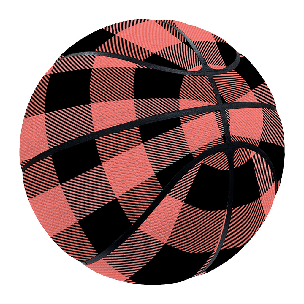 Coral Pink And Black Buffalo Check Print Basketball
