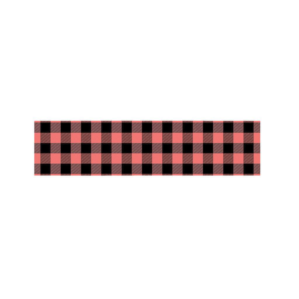 Coral Pink And Black Buffalo Check Print Bed Runner