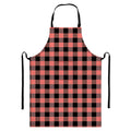 Coral Pink And Black Buffalo Check Print Bib Apron With Pocket