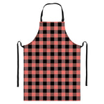 Coral Pink And Black Buffalo Check Print Bib Apron With Pocket