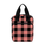 Coral Pink And Black Buffalo Check Print Bible Tote Bag