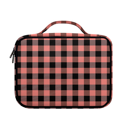 Coral Pink And Black Buffalo Check Print Briefcase Bible Bag